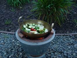 cooking with charcoal burner