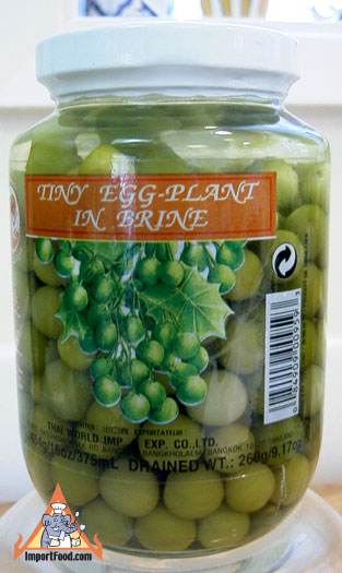 Thai baby eggplant, 16 oz jar, available online from ImportFood.com
