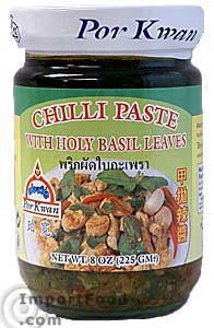 chile paste with holy basil leaves