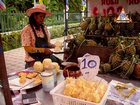 Fresh Pineapple Prepared on Sidewalk