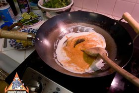Gaeng Tay Poe - Add kaeng kua to boiling coconut milk