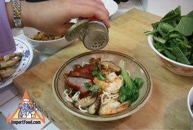 Thai Street Vendor Noodles, 'Ba Mee Haeng' - Add red pork, Thai pepper powder