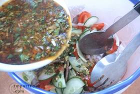 Thai Beef Salad, 'Yum Nuea' - Add the sauce &amp; mix