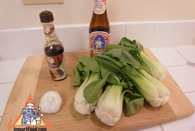 Simple Stir-Fried Bok Choy with Oyster Sauce - Ingredients ready