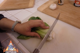 Simple Stir-Fried Bok Choy with Oyster Sauce - Remove end from bok choy