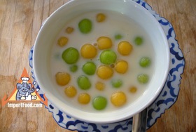Thai Rice Balls in Warm Coconut Milk, 'Bua Loi' - Pumpkin Version