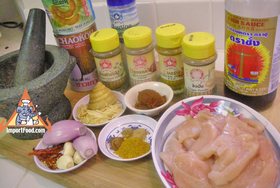 Southern Style BBQ Chicken, 'Gai Kor Rae' - Ingredients ready