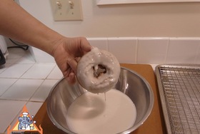 Kaffir Lime Coconut Doughnut Glaze - First dip into the glaze