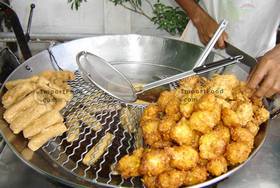 Thai Street Vendor for Thai Fried Tofu, Taro and Corn Cakes