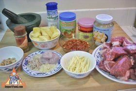 Northern Thai Pork Curry, 'Gaeng Hanglay' - Ingredients ready