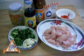 Thai Chicken and Ginger Soup, 'Gai Joo Khing' - Ingredients ready