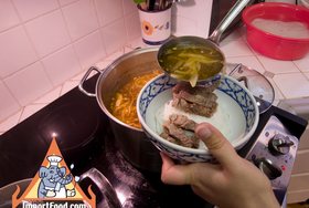 Vietnamese-Style Beef Noodle Soup - Pour rich broth on top