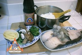 Thai Congee, Rice Porridge, Seafood - Ingredients Ready
