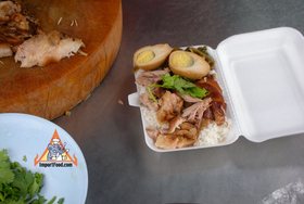 Thai Street Vendor for Pork Leg on Rice, 'Khao Kha Moo'