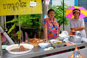 Thai Street Vendor for Pork Leg on Rice, 'Khao Kha Moo'