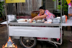 Thai Street Vendor for Pork Leg on Rice, 'Khao Kha Moo'