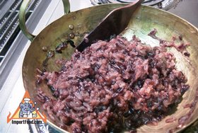 Mixed Sticky Rice & Coconut Milk with Fruit, 'Khao Neeo Dahm Polamai' - Delicious rice after cooked