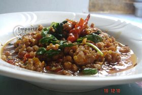 Thai Street Vendor for Thai Fried Pork with Fresh Basil, 'Pad Kaprao Moo'