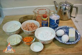Golden Thai Pastry Cups, 'Kratong Tong' - Ingredients ready