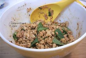 Thai Spicy Ground Chicken and Toasted Rice, 'Larb Gai' - Mix ingredients