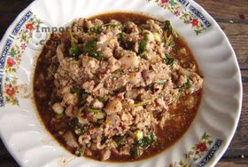 Thai Street Vendor for Thai Spicy Ground Chicken and Toasted Rice, 'Larb Gai'