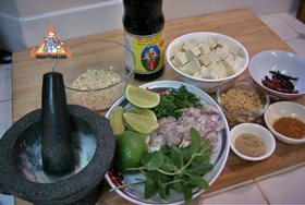 Thai Vegetarian Larb Woonsen, 'Larb Woonsen Jae' - Ingredients ready