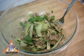 Larb Woonsen in Spring Roll Wrapper - Prepare the larb