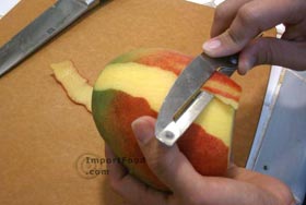 Thai Green Mango with Sweet Fish Sauce, 'Mamuang Nampla Wan' - Use a peeler to remove the skin