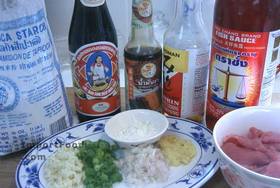 Thai Stir-Fried Wide Rice Noodles, 'Pad Si-iew' - Ingredients ready