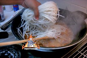 Korat-Style Stir-Fried Noodles, 'Pad Korat' - Adding rice stick noodles