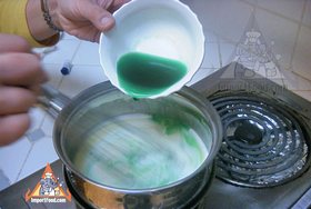 Thai Pandan Custard - Adding the fragrant pandan