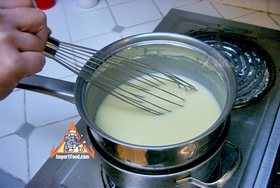 Thai Pandan Custard - Custard in a double-boiler