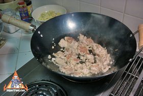 Thai Pineapple Fried Rice, 'Khao Pad Sopparot' - Cooking the marinaded chicken