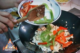 Thai Pineapple Fried Rice, 'Khao Pad Sopparot' - Add onions and bell peppers