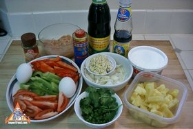 Thai Pineapple Fried Rice, 'Khao Pad Sopparot' - Ingredients ready