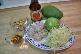 Cotton Fish with Green Mango Salad, 'Pla Dook Foo' - Ingredients ready