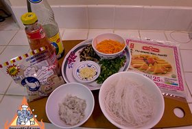 Thai Fried Spring Rolls, 'Poh Pia Tod' - Ingredients ready