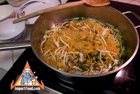 Thai Fried Spring Rolls, 'Poh Pia Tod' - Cooking the ingredients at medium heat