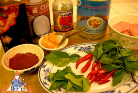 Red Curry Chicken with Bamboo Shoot - Ingredients ready