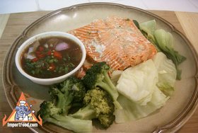 Steamed Fresh Fish and Vegetables Thai-Style with Dipping Sauce - Steamed Fresh Fish and Vegetables Thai-Style with Dipping Sauce