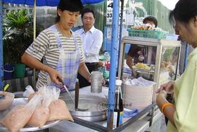 Thai Street Vendor for Thai Congee, Rice Porridge, Seafood