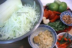 Thai Papaya Salad, 'Som Tum' - Ingredients Ready