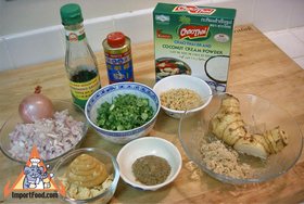 Steamed Thai Dumplings, 'Pun Sip Neung' - Ingredients ready
