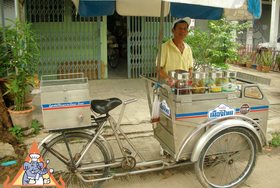 Thai Street Vendor for Thai Ice Cream with Basil Seeds & Chocolate-Ginger Ganache