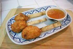 Thai Sugarcane Prawns, 'Goong Pan Oi' - Serve with sweet &amp; sour plum sauce