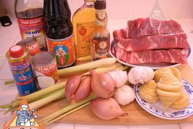 Thai Barbeque Pork with Lemongrass, 'Mu Yang Takrai' - Ingredients ready