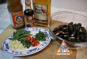 Baked Mussels in Soybean Sauce - Ingredients ready
