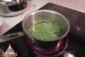 Thai-Style Noodles with Peanut Basil Sauce - Soften snow peas