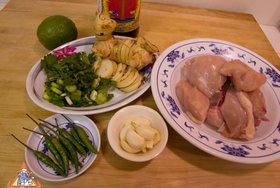 Gai Tom Kha Namsai, Rayong Style - Ingredients ready