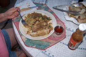 Pad Si-iew with a side of Pork Spring Roll